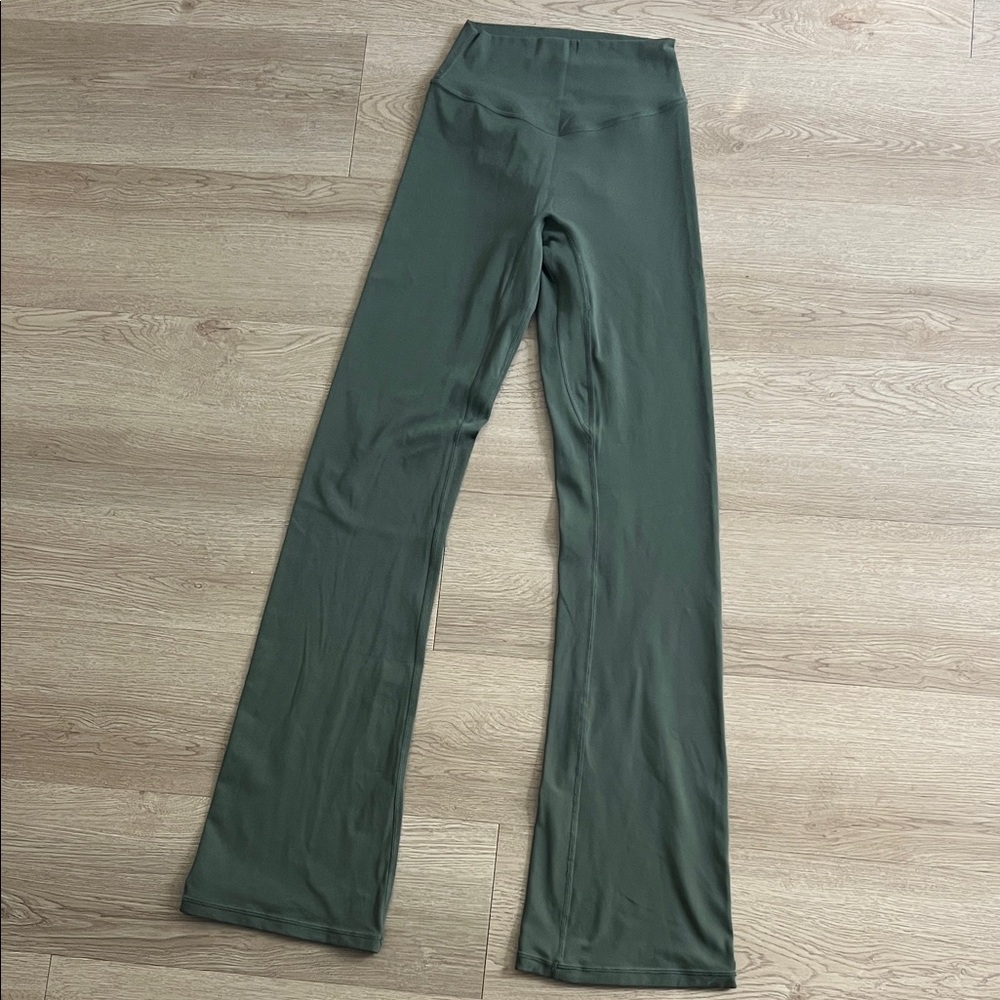 Vitality Women's High-Waisted Olive Green Flare Leggings